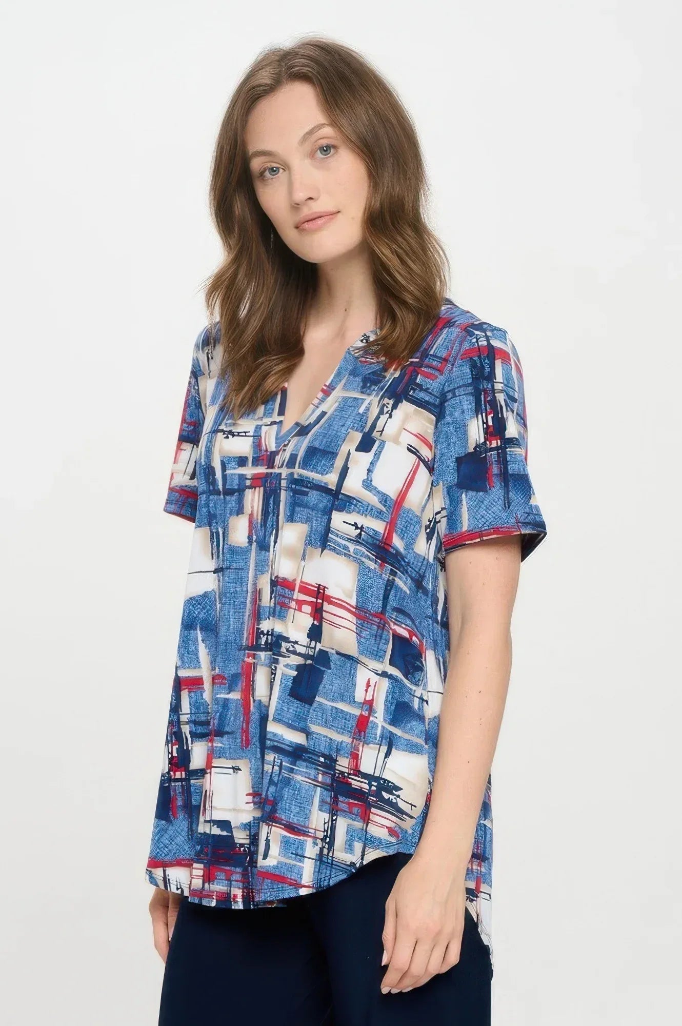 Short Sleeve V-neck Notch Top | Mixtshop LLC