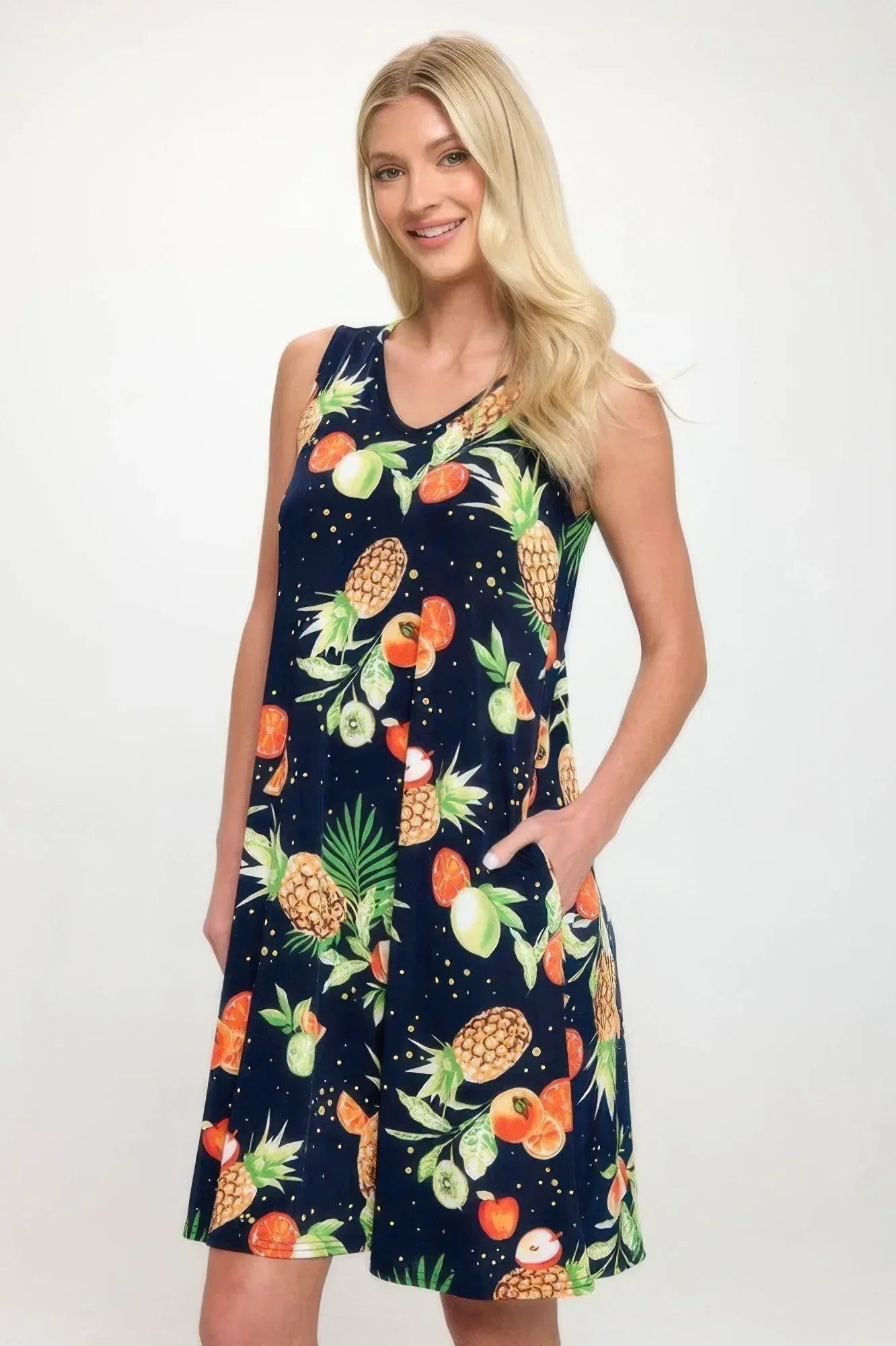 Bns V-neck Bias Pocket Tank Dress | Mixtshop LLC Main image
