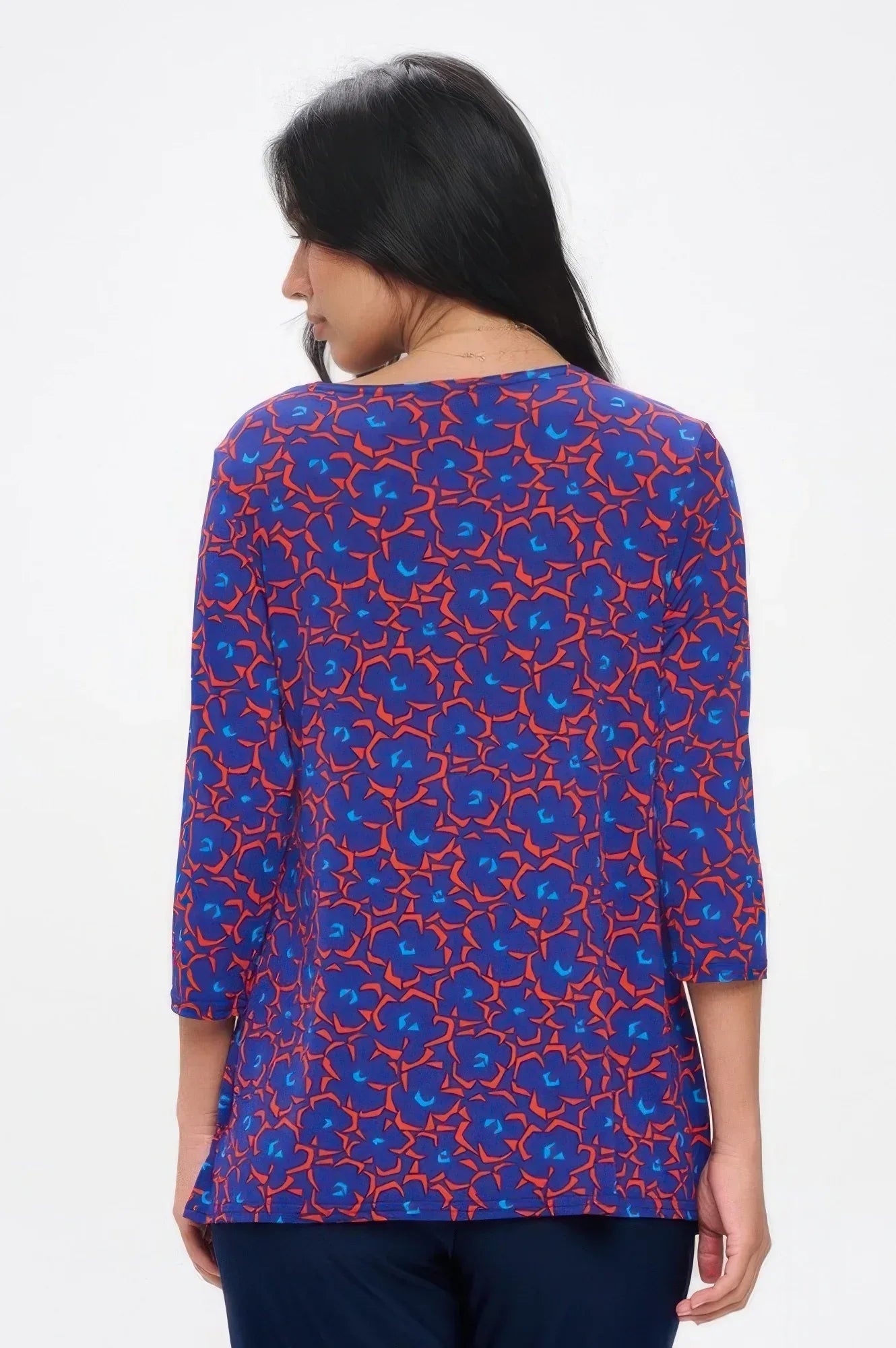 Plus Size Round Neck 3/4 Sleeve Slit Top | Mixtshop LLC