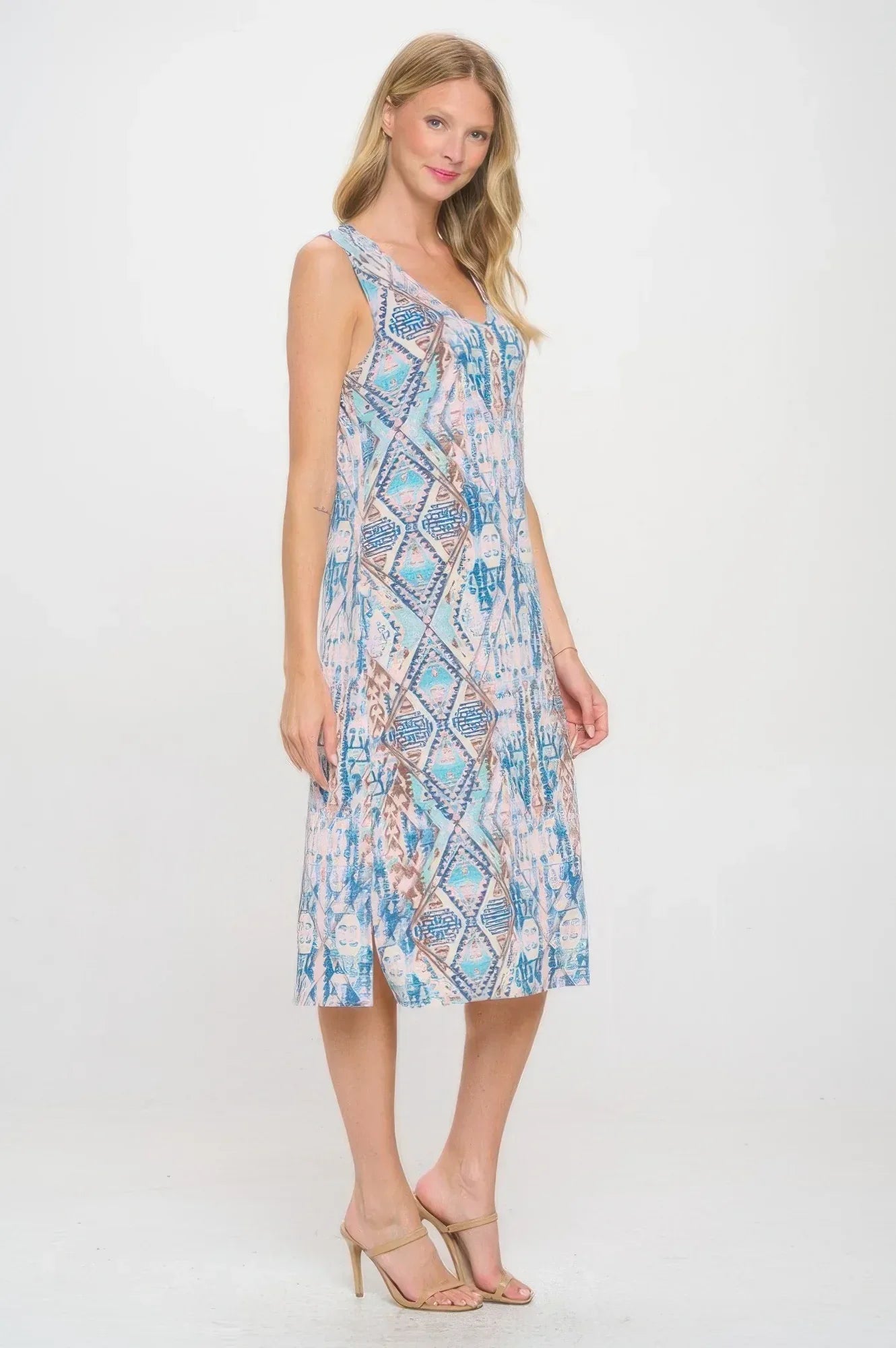 Hit V-neck Midi Tank Dress With Side Slit Secondary image