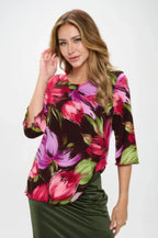 Plus Size Round Neckline Quarter Sleeve Top | Mixtshop LLC