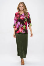 Plus Size Round Neckline Quarter Sleeve Top | Mixtshop LLC