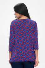 Hit Round Neck 3/4 Sleeve Slit Top | Mixtshop LLC
