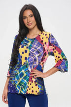 Print Quarter Sleeve Top | Mixtshop LLC