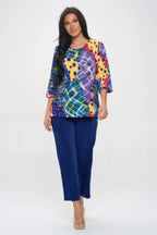Print Quarter Sleeve Top | Mixtshop LLC