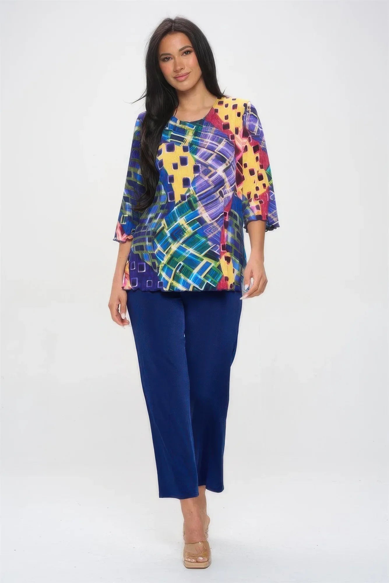 Print Quarter Sleeve Top | Mixtshop LLC