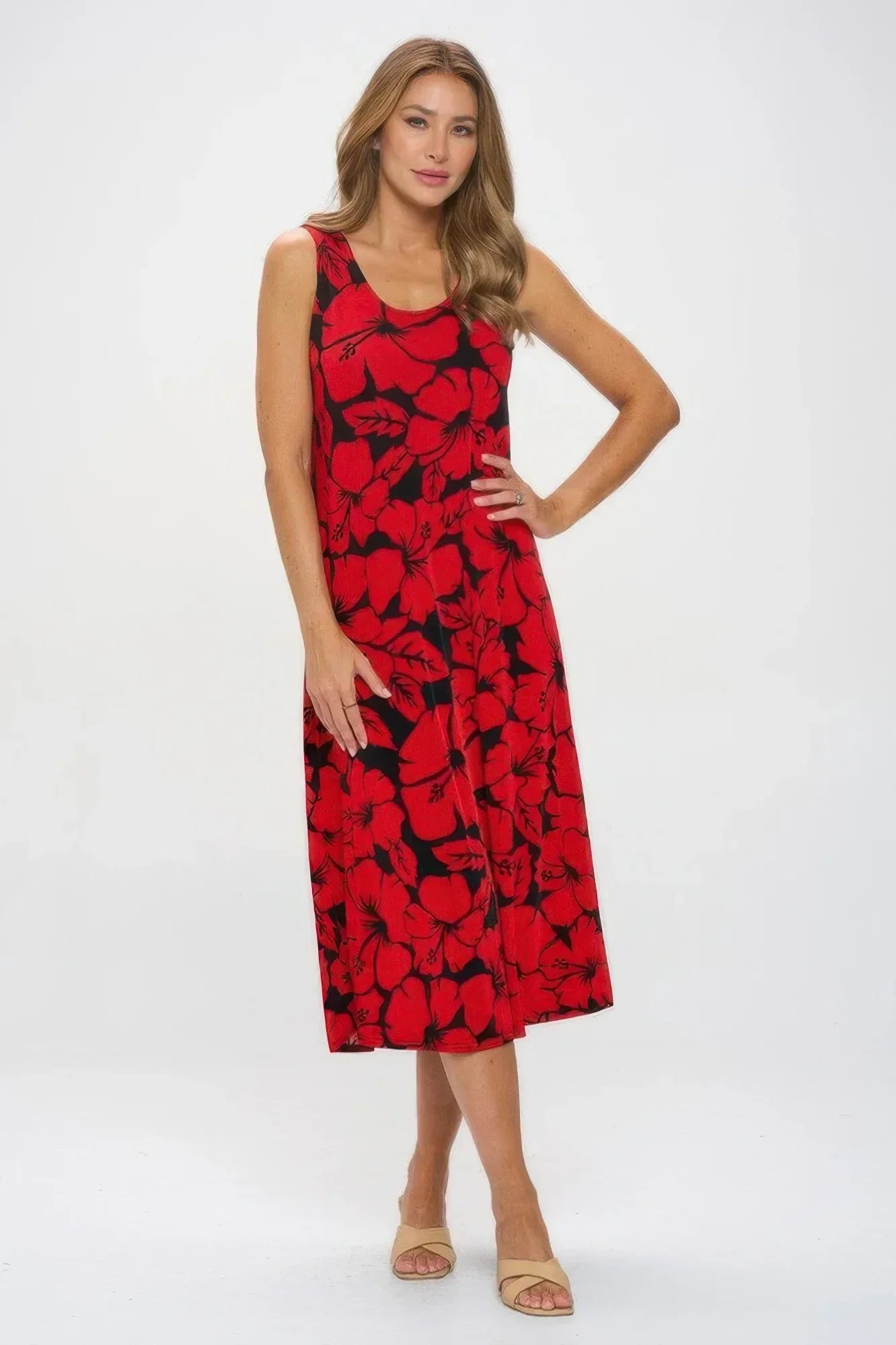 Hibiscus Sunset Slinky Tank Dress | Mixtshop LLC