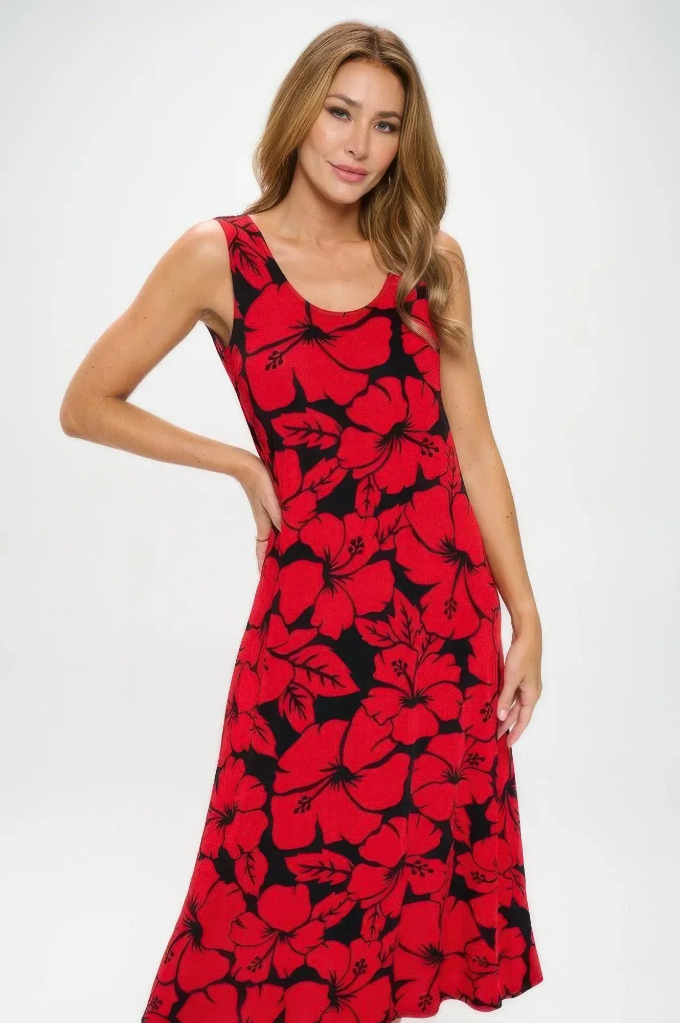Hibiscus Sunset Slinky Tank Dress | Mixtshop LLC