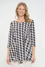 Houndstooth Print Ity Fabric Quarter Sleeve Top | Mixtshop LLC