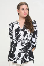 Hit Notch Neck Rolled Sleeve Top | Mixtshop LLC