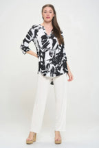 Hit Notch Neck Rolled Sleeve Top | Mixtshop LLC