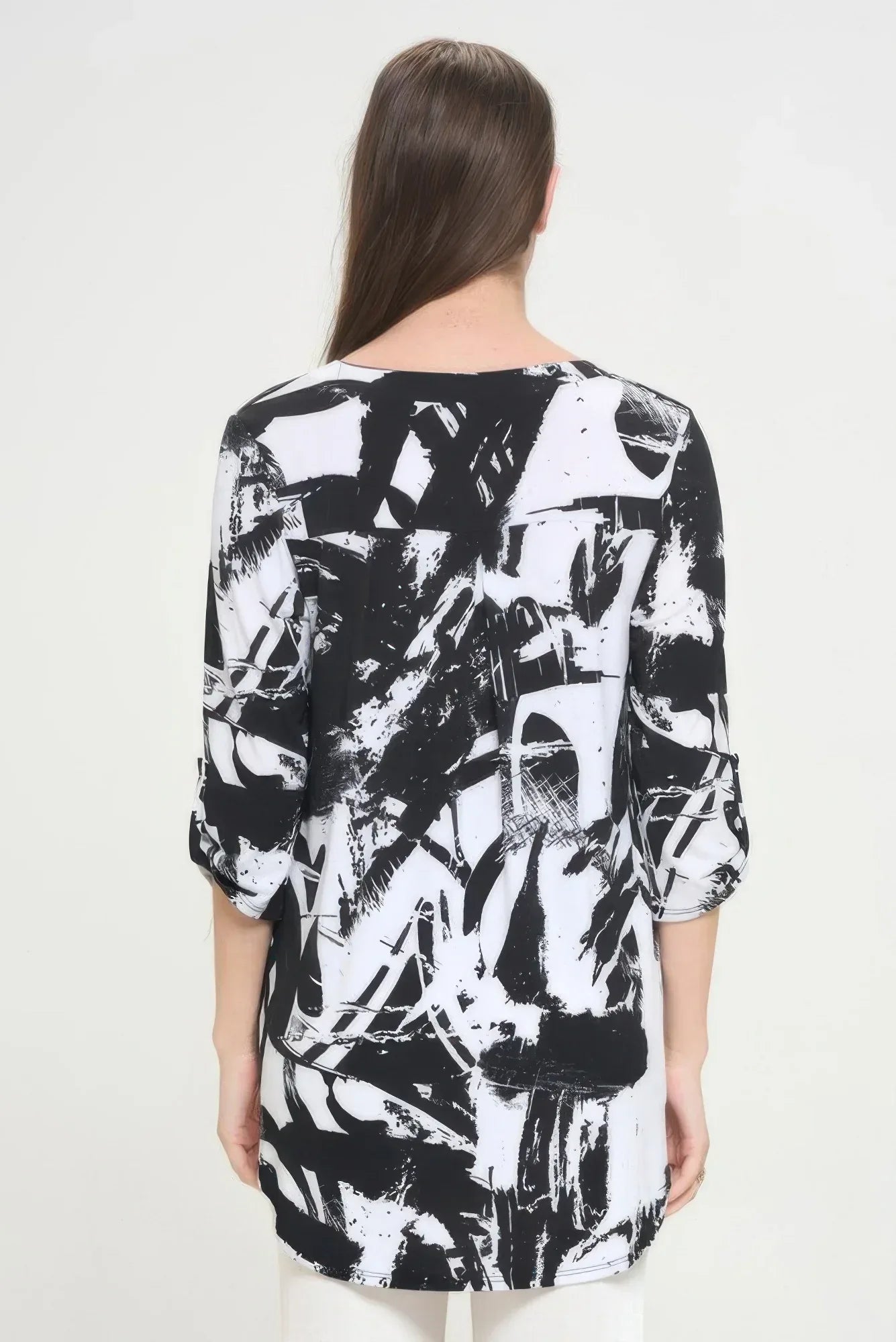 Hit Notch Neck Rolled Sleeve Top | Mixtshop LLC