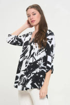 Hit Notch Neck Rolled Sleeve Top | Mixtshop LLC