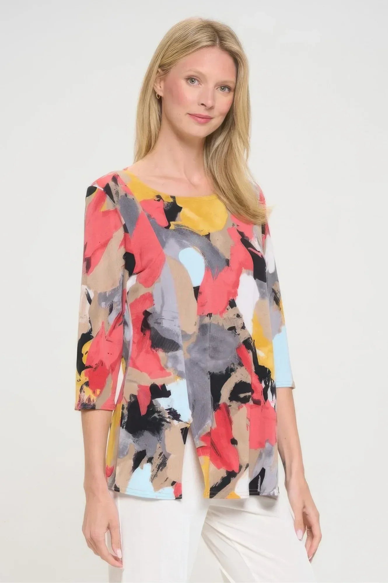 Hit Round Neck 3/4 Sleeve Slit Top | Mixtshop LLC