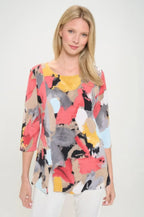 Hit Round Neck 3/4 Sleeve Slit Top | Mixtshop LLC