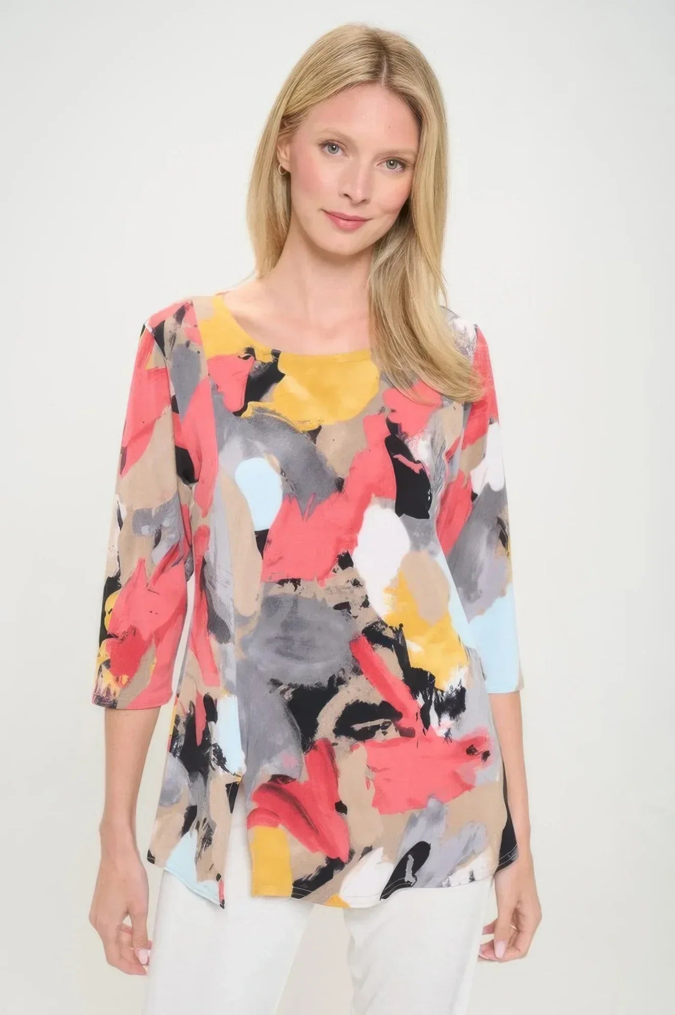 Hit Round Neck 3/4 Sleeve Slit Top | Mixtshop LLC