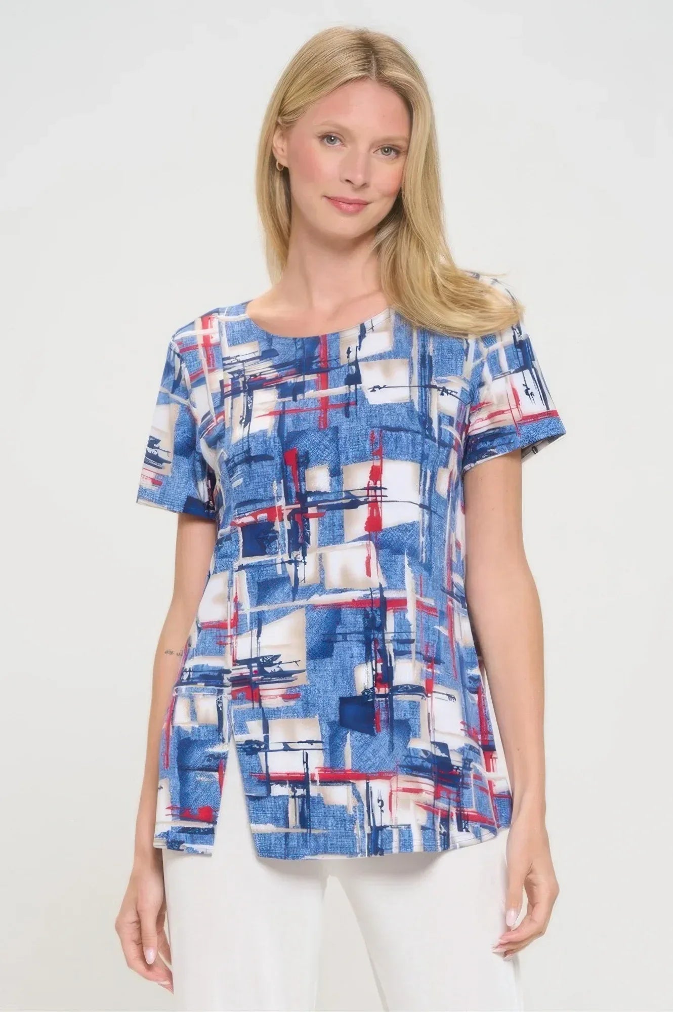 Hit Round Neck Short Sleeve Slit Top | Mixtshop LLC