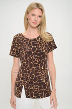 Hit Round Neck Short Sleeve Slit Top | Mixtshop LLC