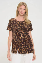 Hit Round Neck Short Sleeve Slit Top | Mixtshop LLC