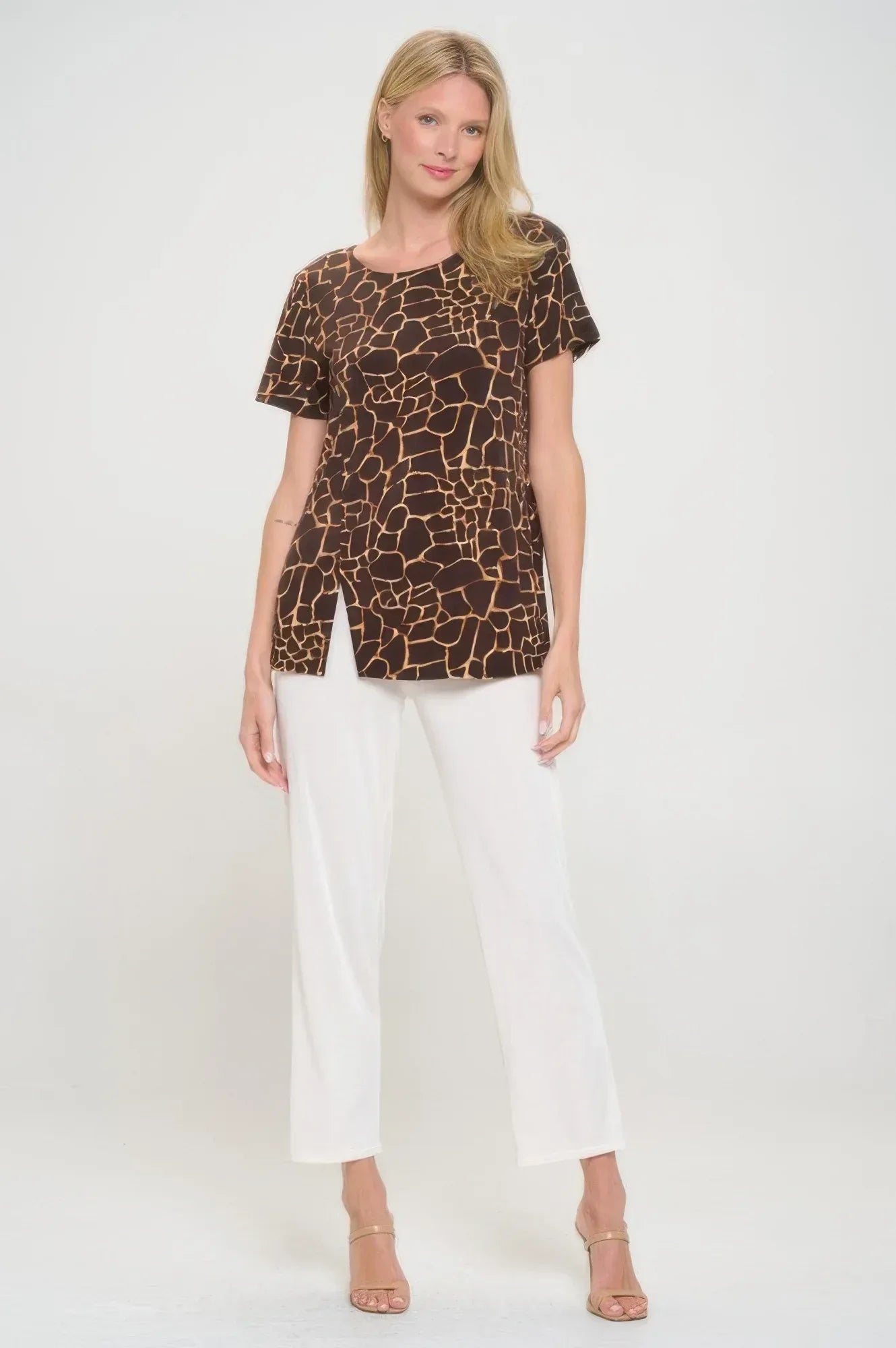 Hit Round Neck Short Sleeve Slit Top | Mixtshop LLC