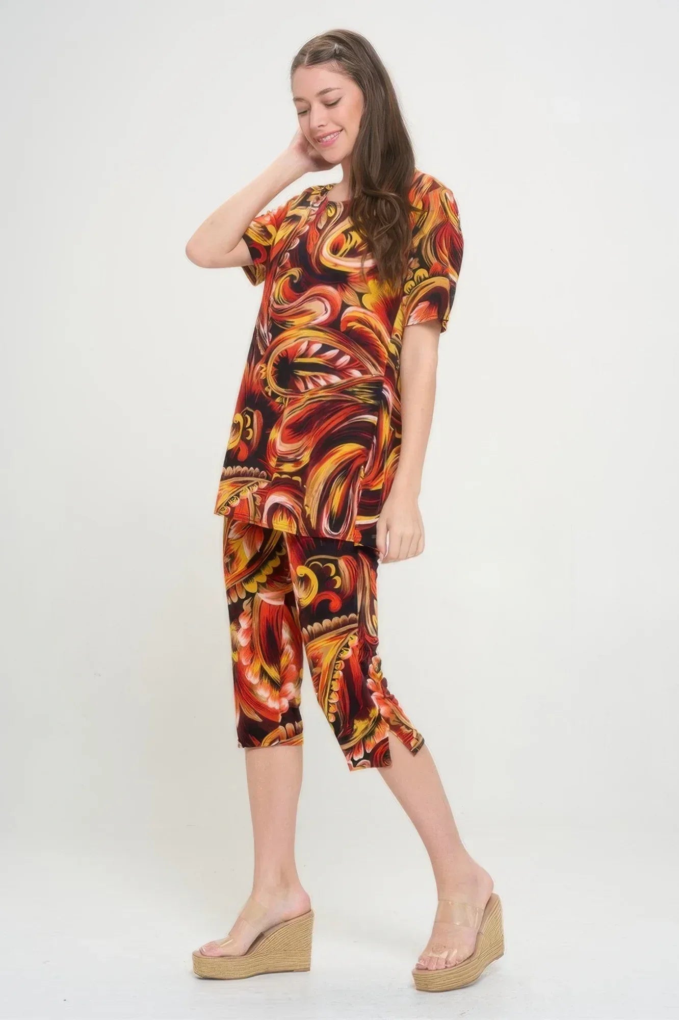 Print Bns Capri Pants Set | Mixtshop LLC