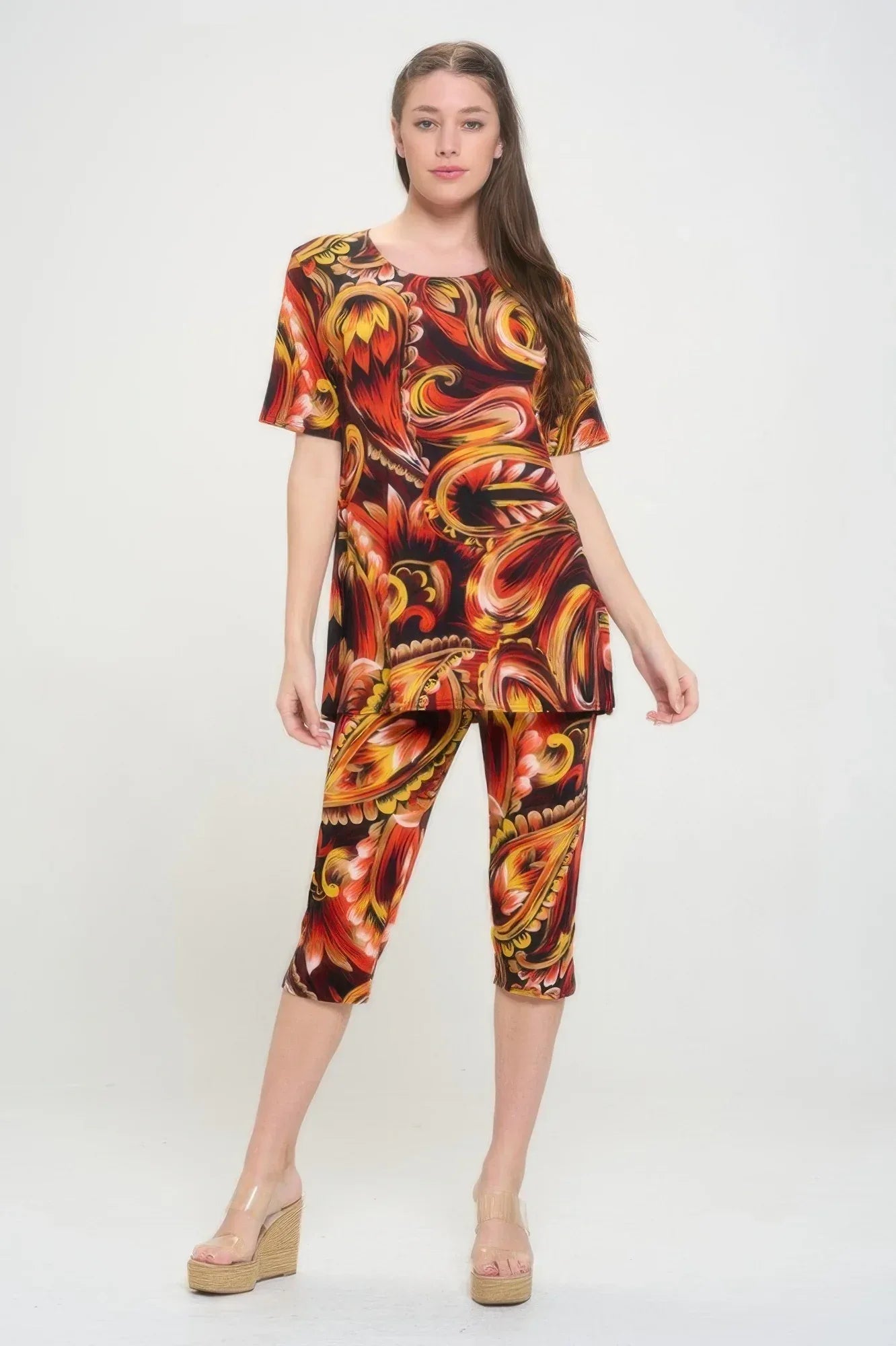 Print Bns Capri Pants Set | Mixtshop LLC