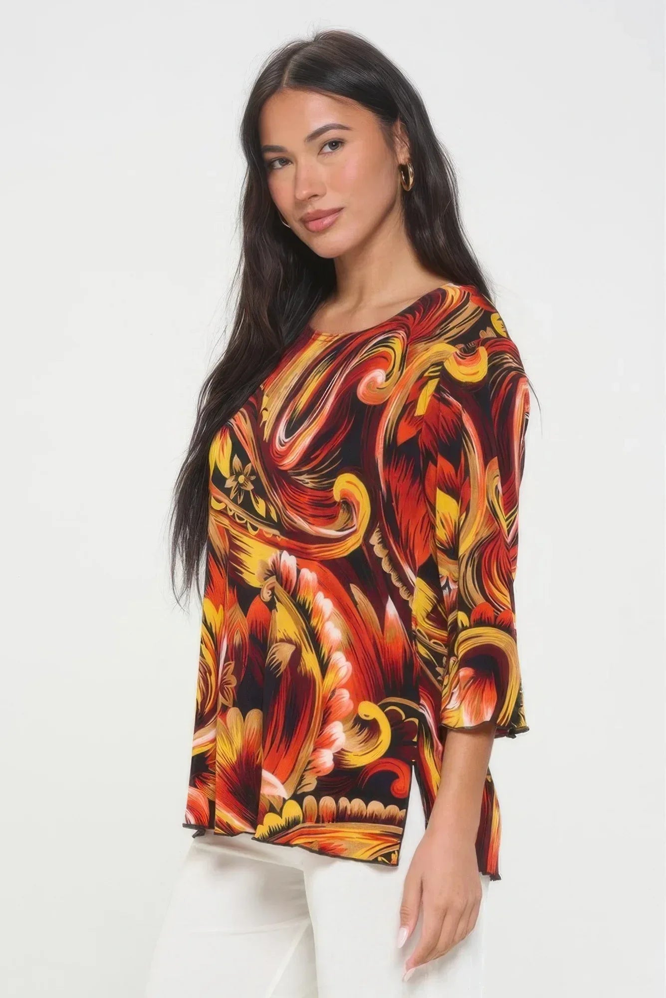 Print Quarter Sleeve Top | Mixtshop LLC