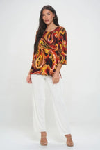 Print Quarter Sleeve Top | Mixtshop LLC