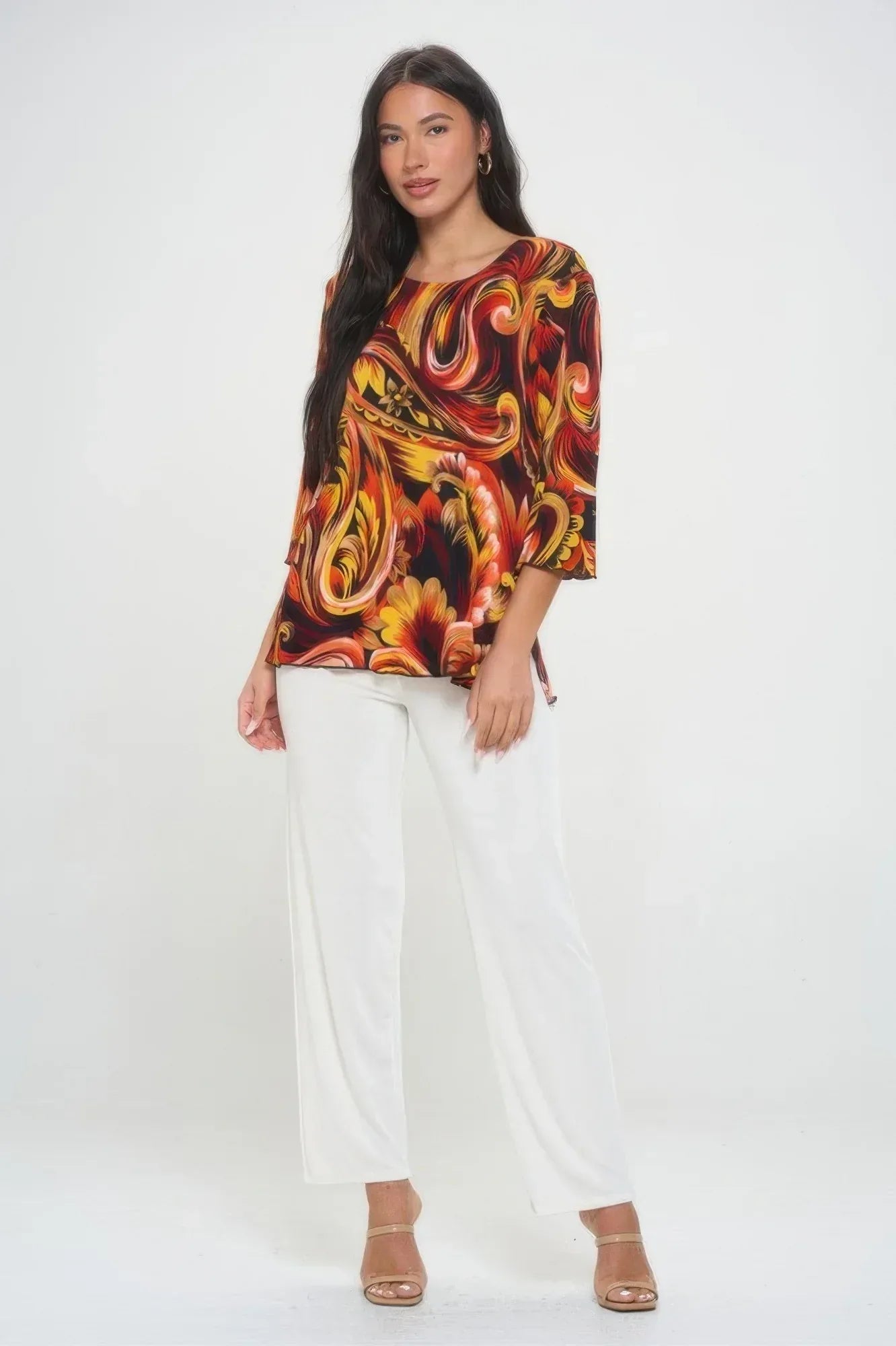 Print Quarter Sleeve Top | Mixtshop LLC