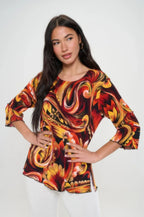 Print Quarter Sleeve Top | Mixtshop LLC