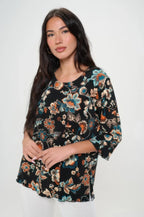 Print Quarter Sleeve Top | Mixtshop LLC