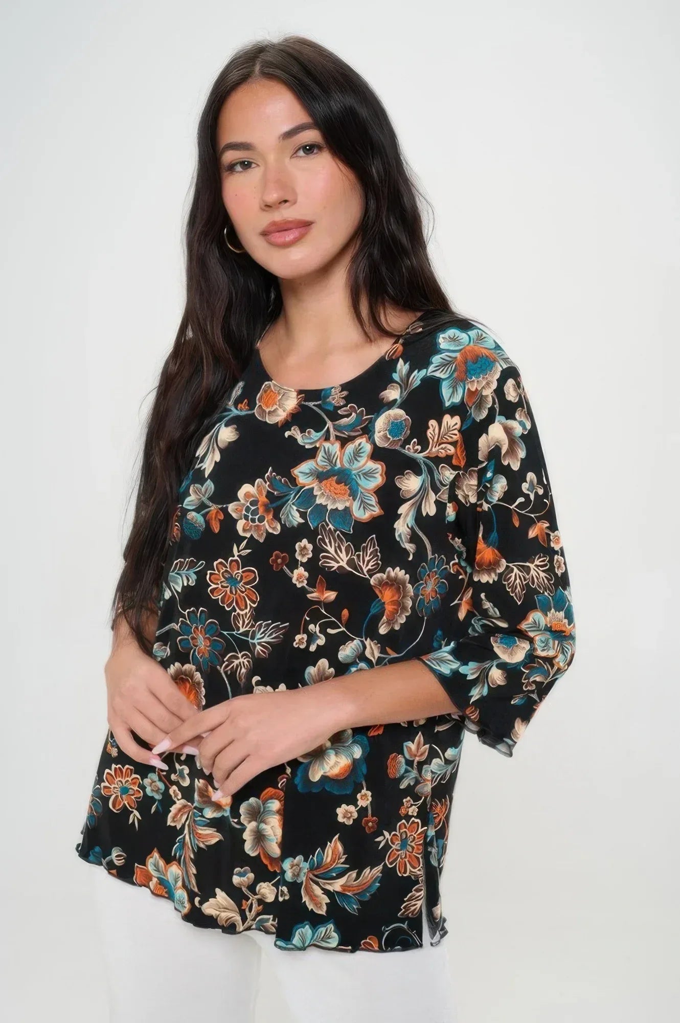 Print Quarter Sleeve Top | Mixtshop LLC