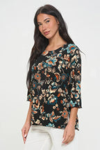 Print Quarter Sleeve Top | Mixtshop LLC