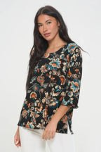 Print Quarter Sleeve Top | Mixtshop LLC