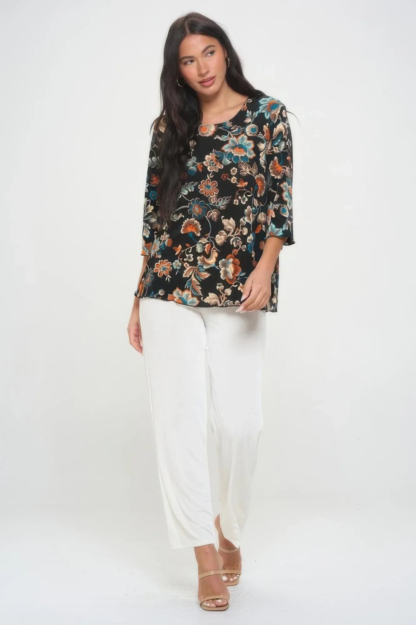 Print Quarter Sleeve Top | Mixtshop LLC