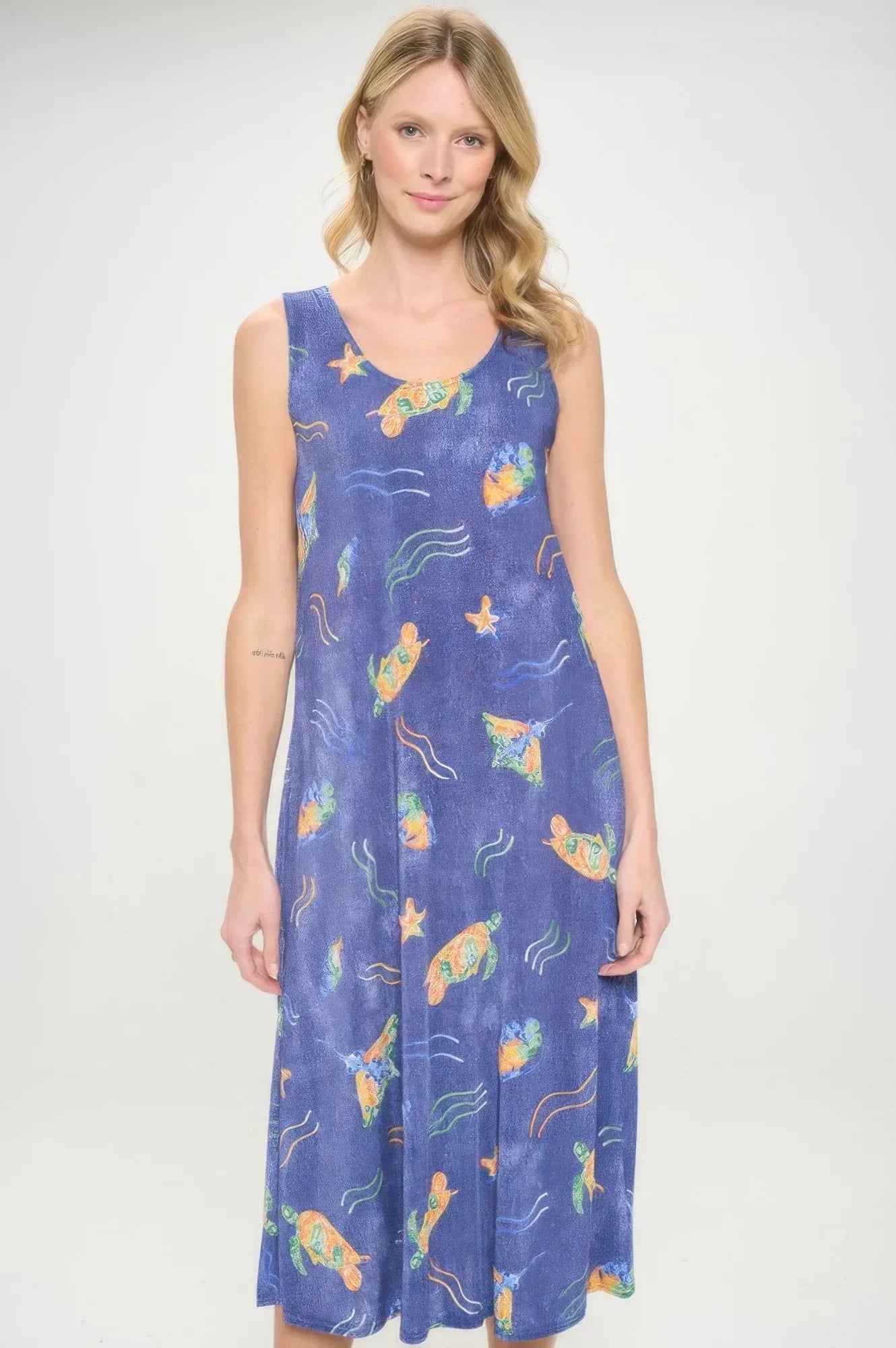 Bns Print Long Tank Dress | Mixtshop LLC Main image
