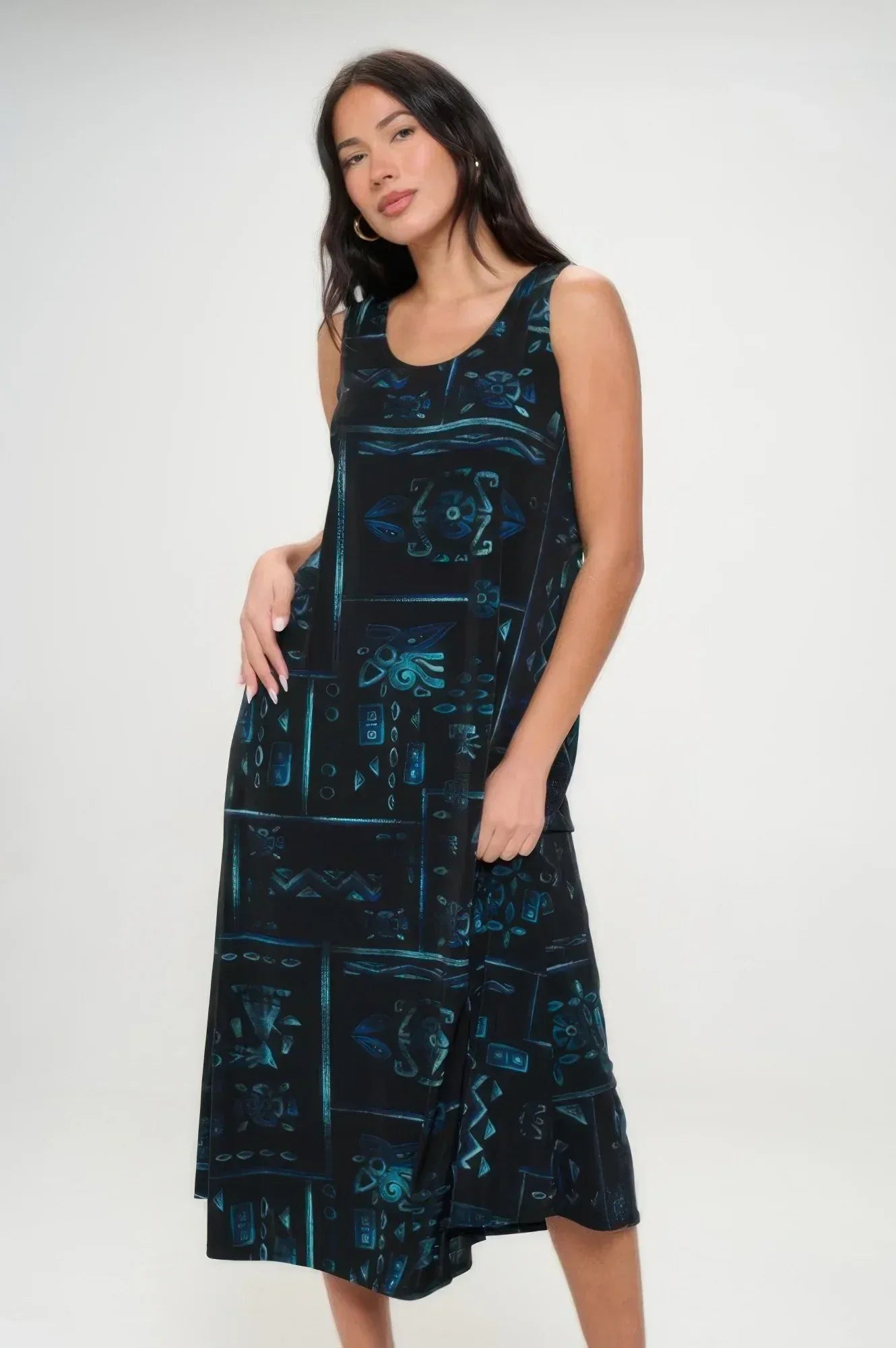 Bns Print Long Tank Dress | Mixtshop LLC