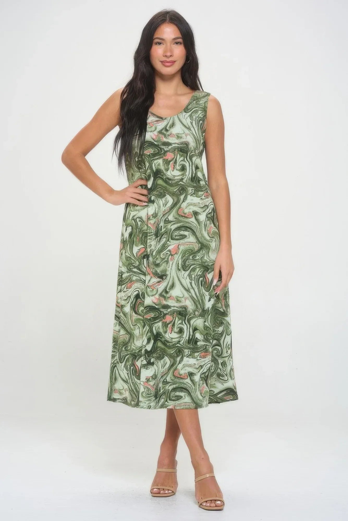 Bns Print Long Tank Dress | Mixtshop LLC Main image