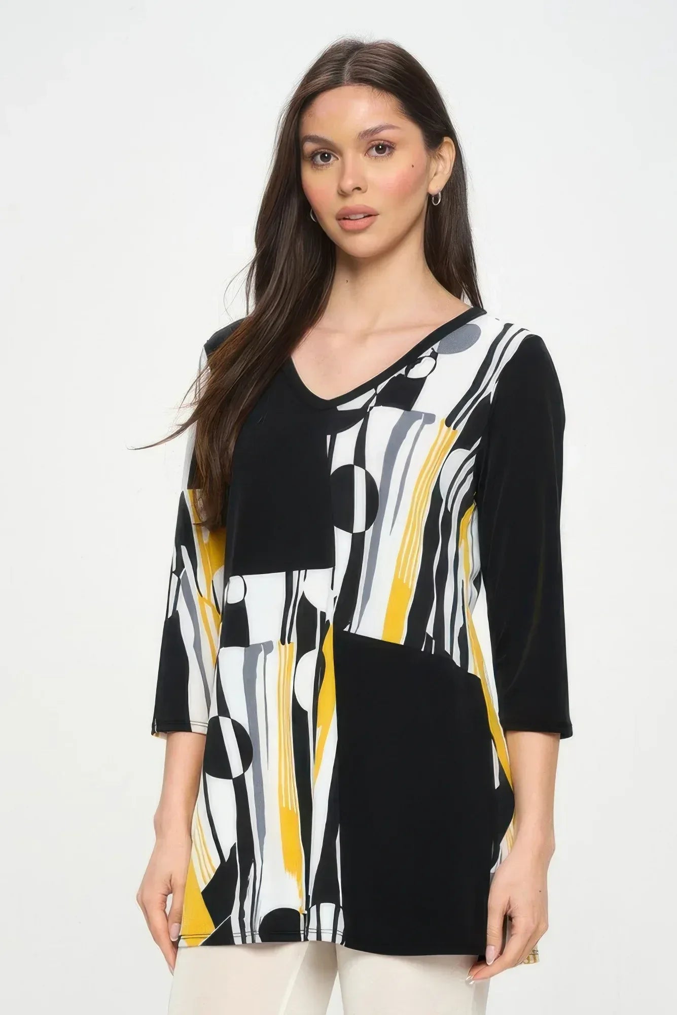 Hit Contrast V-neck Tunic Top | Mixtshop LLC