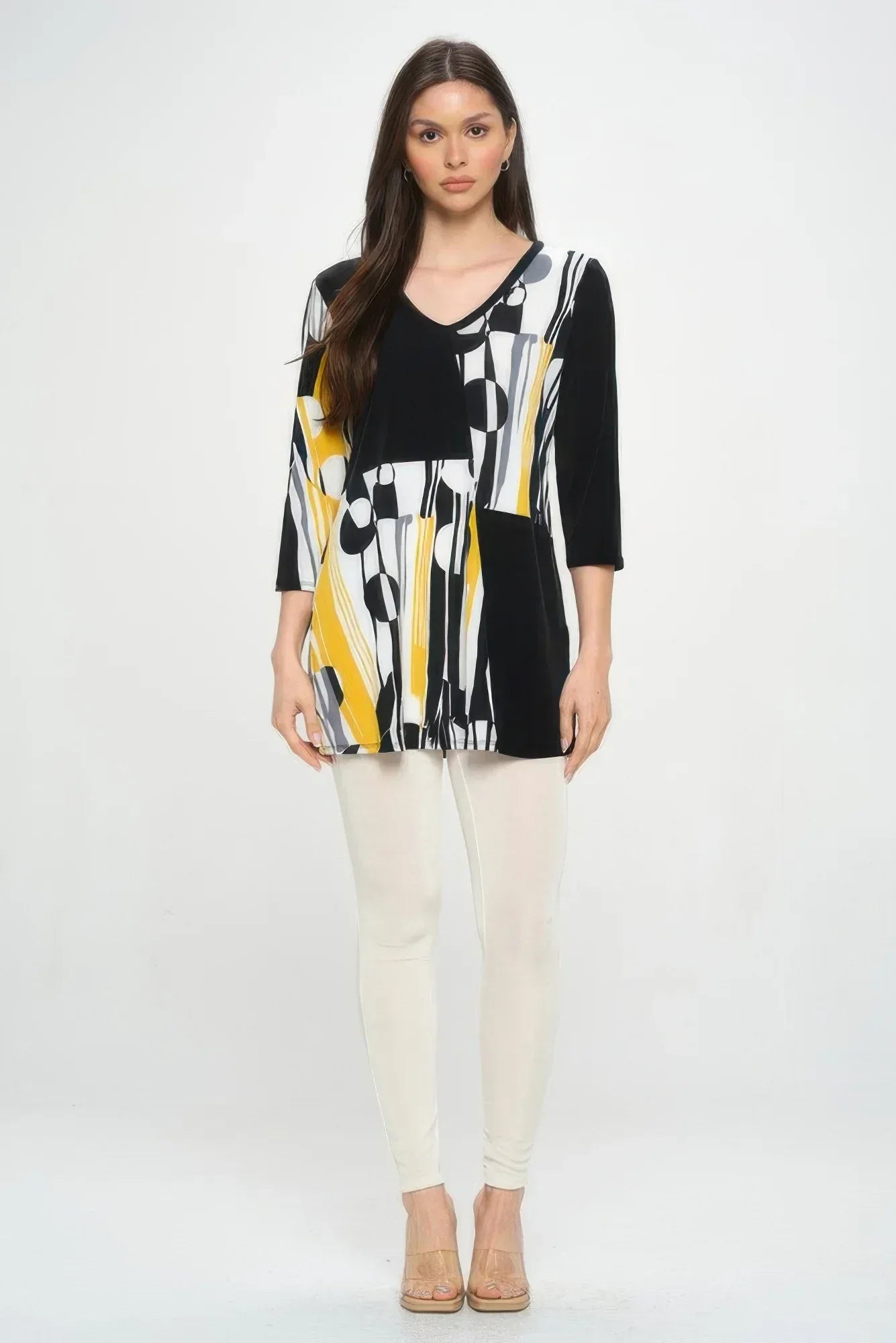 Hit Contrast V-neck Tunic Top | Mixtshop LLC