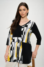 Hit Contrast V-neck Tunic Top | Mixtshop LLC