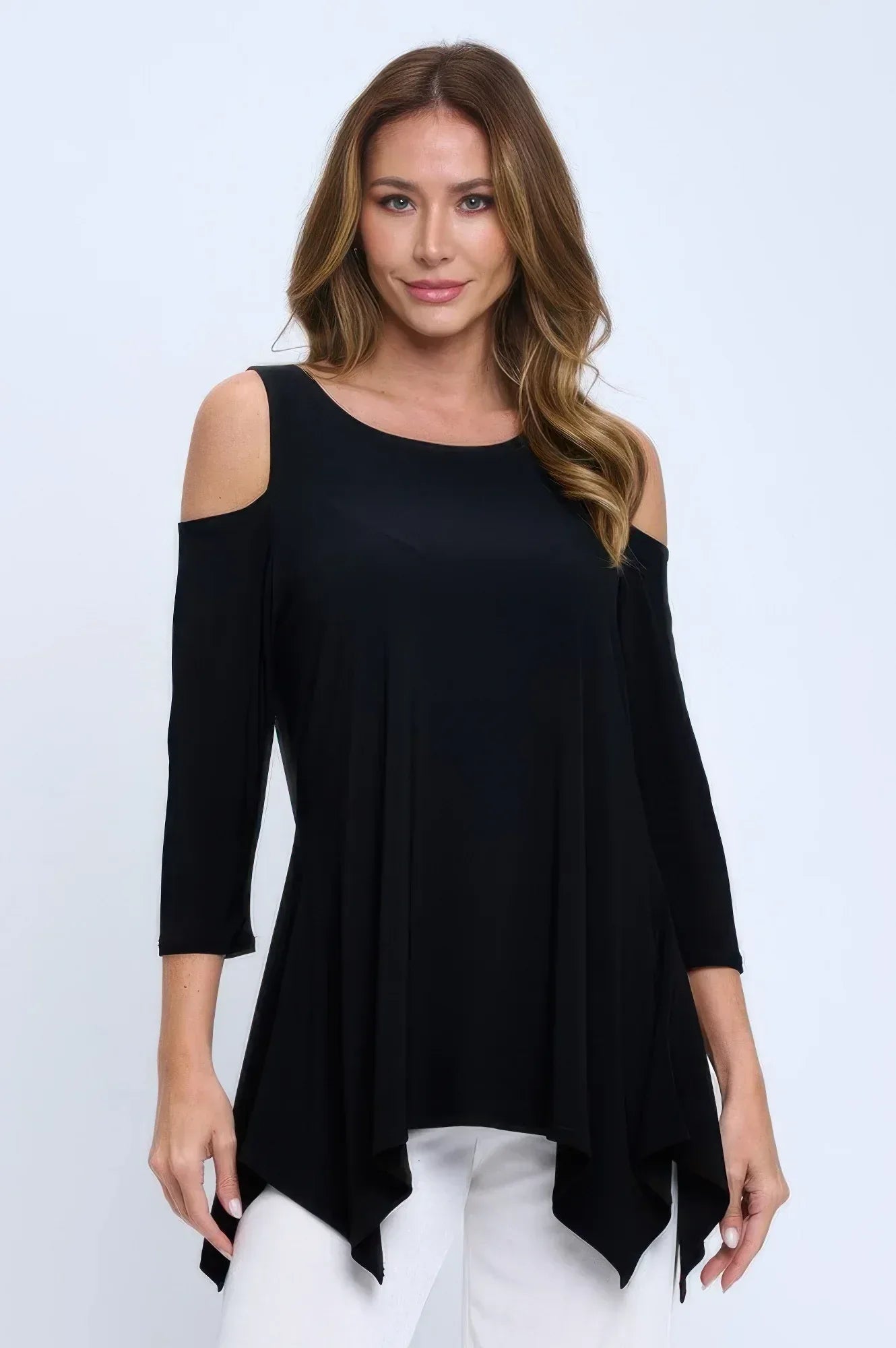 Black Cold Shoulder Sharkbite Top | Mixtshop LLC