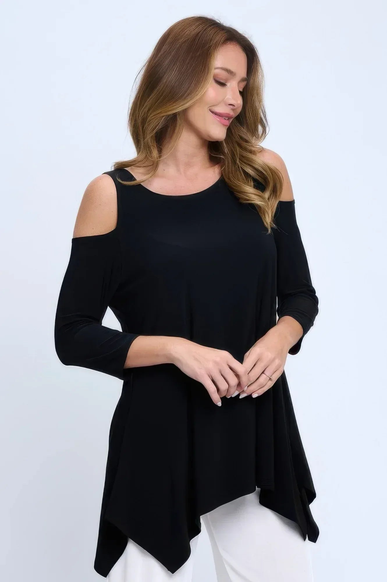 Black Cold Shoulder Sharkbite Top Secondary image