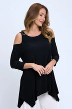 Black Cold Shoulder Sharkbite Top | Mixtshop LLC