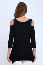 Black Cold Shoulder Sharkbite Top | Mixtshop LLC