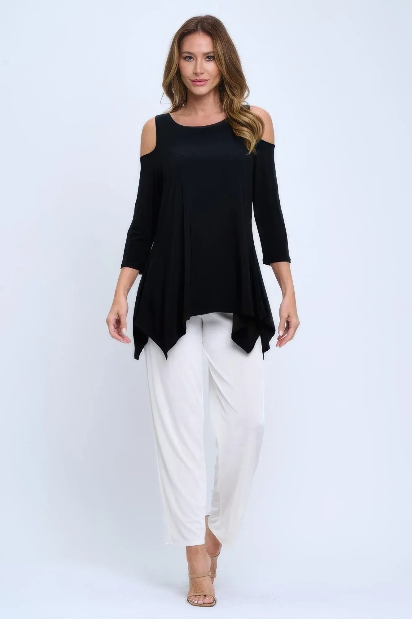 Black Cold Shoulder Sharkbite Top | Mixtshop LLC
