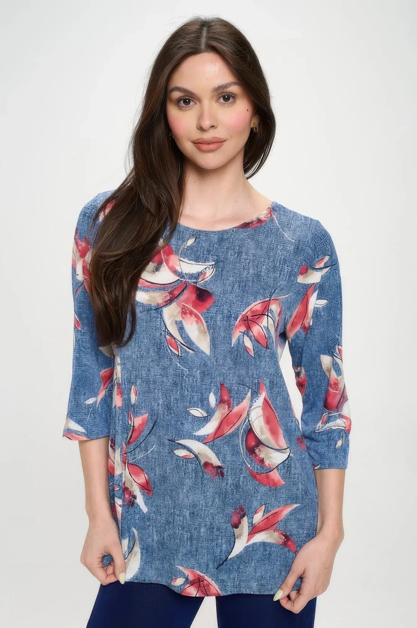 Hit Round Neck 3/4 Sleeve Slit Top | Mixtshop LLC