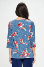 Hit Round Neck 3/4 Sleeve Slit Top | Mixtshop LLC