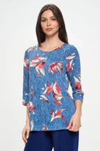 Hit Round Neck 3/4 Sleeve Slit Top | Mixtshop LLC