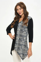 Hit Contrast Button 3/4 Sleeve Top | Mixtshop LLC